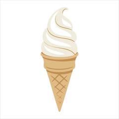 ice cream served in textured waffle cone vector art isolated on white background