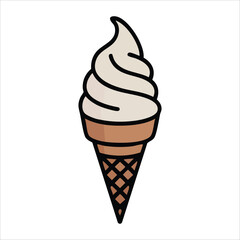 ice cream served in textured waffle cone vector art isolated on white background