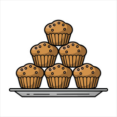 delicious cupcakes assortment vector art isolated on white background