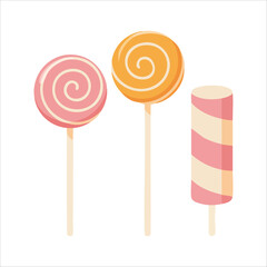 colorful candy and lollipop collection vector art isolated on white background