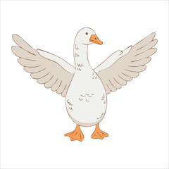 playful cartoon geese set in flat design style vector art isolated on white background