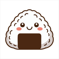 cute Japanese rice triangle with happy face vector art isolated on white background