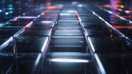 Long exposure photography captures the motion blur of traffic and colorful lights on a city street at night