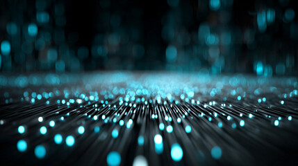 Quantum computing interface glowing in dark environment with luminous digital elements representing futuristic technology, advanced computation, abstract data flow, and sci-fi digital visualization