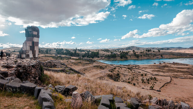 The Chullpas of Sillustani are impressive circular stone funerary towers located on the shores of Lake Umayo, near Puno, Peru. This archaeological site is one of the most important cemeteries in the w
