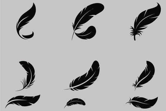 Handwriting practice worksheet quill logo, set of creative icons, flowing letters illustration, educational tracing activity for children, harmonious logo design, vector illustration, preschool and 