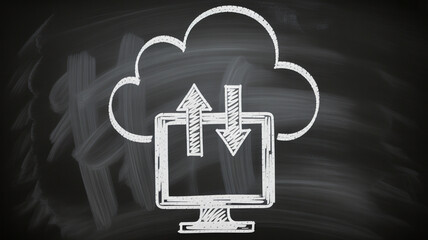 Secure cloud data transfer chalk art concept for innovative business solutions and technology advancement with fast, reliable internet access now