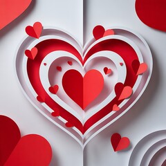 Layered red and white heart decoration for valentines day