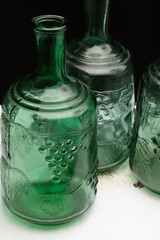 Antique Embossed Glass Wine Bottles Collection