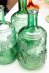 Antique Embossed Glass Wine Bottles Collection