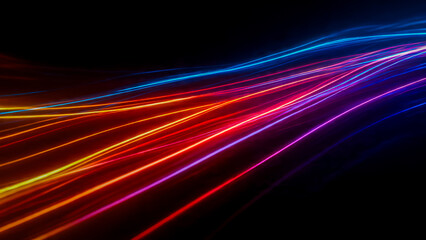 Lignes colorées lumineuses sur fond noir