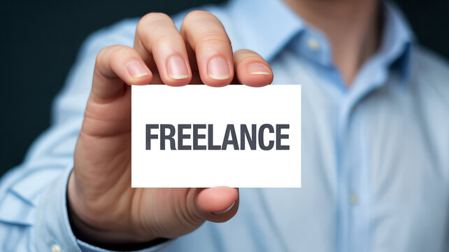 Start your freelance journey now, promote your services with business card, be a successful freelancer, get your dream freelance job, freedom concept