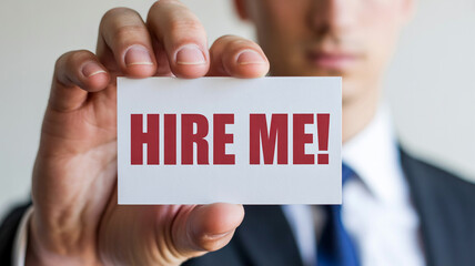 Get hired now with a standout candidate showing passion and drive, ready to join your team with a compelling message on a clean, modern card