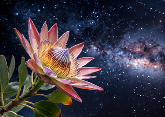 pink lotus flower  against the backdrop of space