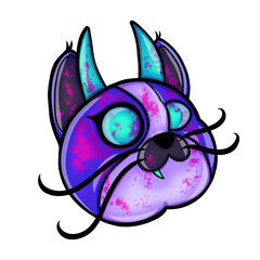 Neon Fantasy Cat Face Art