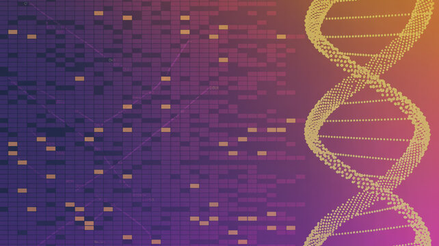 Intriguing DNA strand illustration for science presentations or biotech marketing materials, a modern vibrant background design for healthcare websites