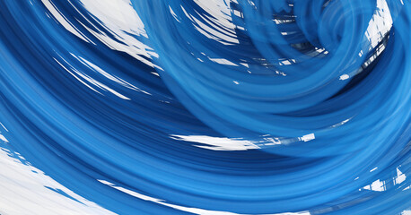 Glossy blue 3D swirl on white background, dynamic, abstract pattern. 3D render illustration, abstract wallpaper background