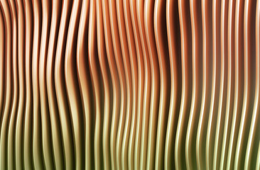 3D render illustration stripes in form of waves, abstract  wavy wallpaper background