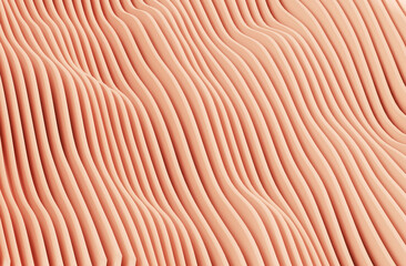 3D render illustration stripes in form of waves, abstract  wavy wallpaper background