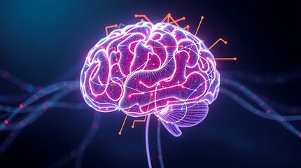 Digital brain with neural network connections and artificial intelligence concept