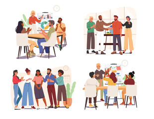 Business team congratulation professionals and colleagues showcasing teambuilding and common spirit