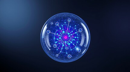 Abstract blue sphere with intricate network, symbolizing connectivity and innovation
