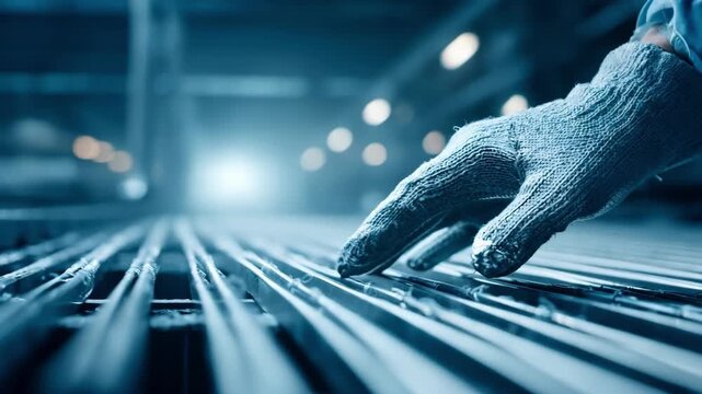 Medium shot of a worker spreading paste lubricant evenly across a wire drawing die emphasizing careful manual application and protective coating.