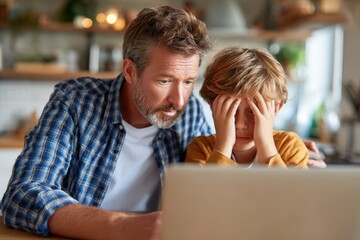 Father and son sharing a moment of concern