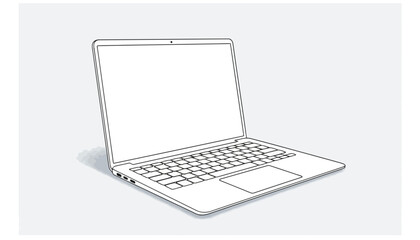 Minimalist line drawing of a laptop computer isolated on, perfect for design and technology projects