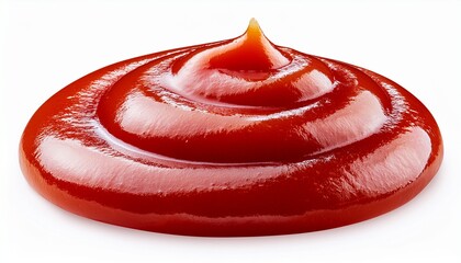 spiral ketchup splash with glossy red swirl isolated on transparent cutout background