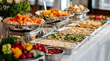 Table filled with beautifully arranged tasty food featuring vibrant dishes and decorative presentation representing culinary art, feast, celebration, and gourmet dining in a rich inviting setting