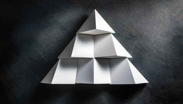 minimalist white pyramid stack on dark textured surface evoking stability structure and modern design concepts - Powered by Adobe