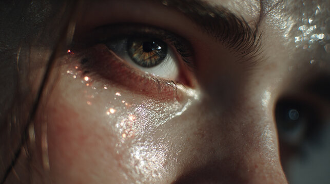 Tear formed from glowing light suspended in darkness, radiating emotion and delicate beauty representing fragility, hope, and luminous abstract art in a surreal digital visualization - Powered by Adobe