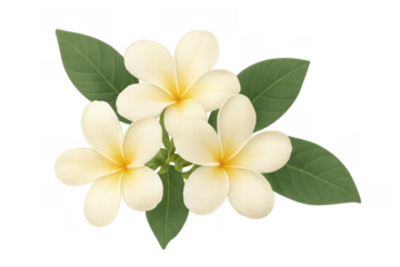 Plumeria frangipani flowers blooming, tropical plant botanical garden, exotic blossom illustration transparent background