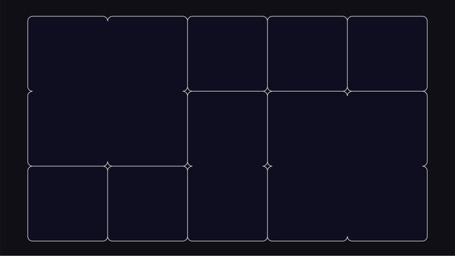 Dark Abstract Grid Template with Rounded Photo Frames Layout