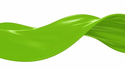 Fresh green wave like fabric flows down pristine white background, capturing the concept of creativity in motion, suggesting ideas and solutions flowing effortlessly into the mind.