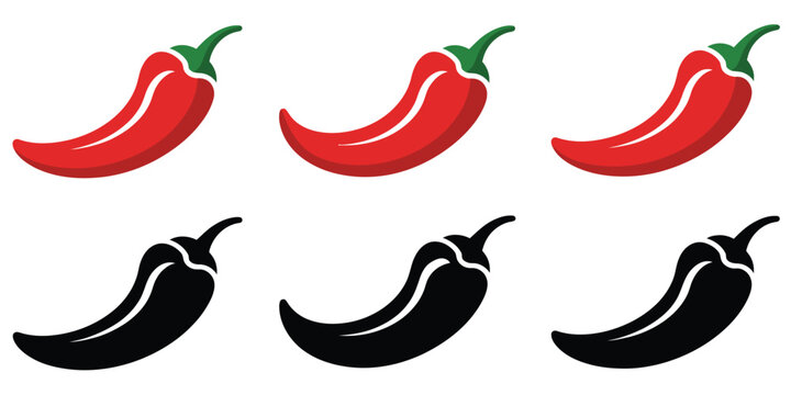 Hot paprika and chili pepper icon set, vector illustration on white background, cooking ingredient graphics, spicy food design elements, culinary vector icons, restaurant menu illustration, recipe des