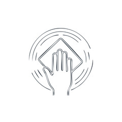 Obraz premium Abstract illustration of hand holding a square shape with a circular design element.