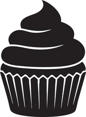 Isolated Cupcake Silhouettes Stock Illustration of Simple Sweet Baked Treat with Frosting on White Background