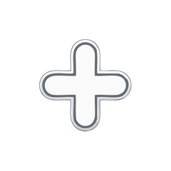 Obraz premium Cross symbol with a silver outline in a simplified, modern style on white