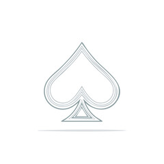 Fototapeta premium Minimalist line art illustration of a spade playing card suit symbol with concentric outlines