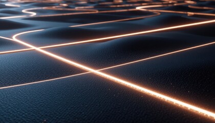 High Tech Background in a Futuristic Landscape at Night