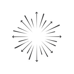 Fototapeta premium Starburst Radiating Lines with Arrows Vector Graphic Illustration on White Background