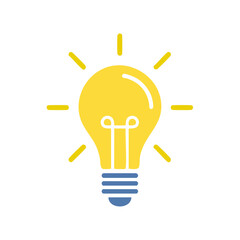 Illustration of a yellow lightbulb with rays, representing a bright idea.