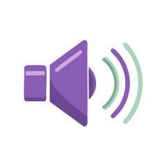 Modern Graphic Purple and Green Speaker Volume Icon with Wavy Sound Radiating Outwards