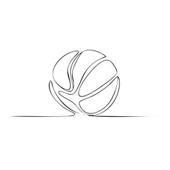 Abstract basketball line art graphic, minimalist single continuous line drawing