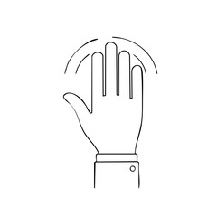 Outlined hand sketch touching or gesturing, modern line art illustration