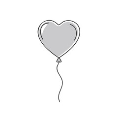 Simple Gray Heart Balloon with Outline and Subtle Shading Design