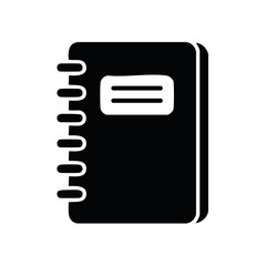 Black silhouette spiral bound notebook journal or planner icon simple graphic