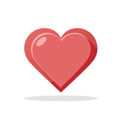 Glossy red heart symbol with a subtle shadow conveying love and affection